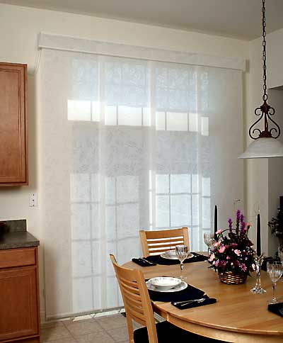 Fabric Panel Track Blinds, Cordless Wand Control