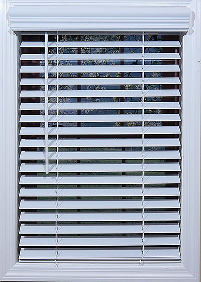 Cordless White 2" Faux Wood Blinds 